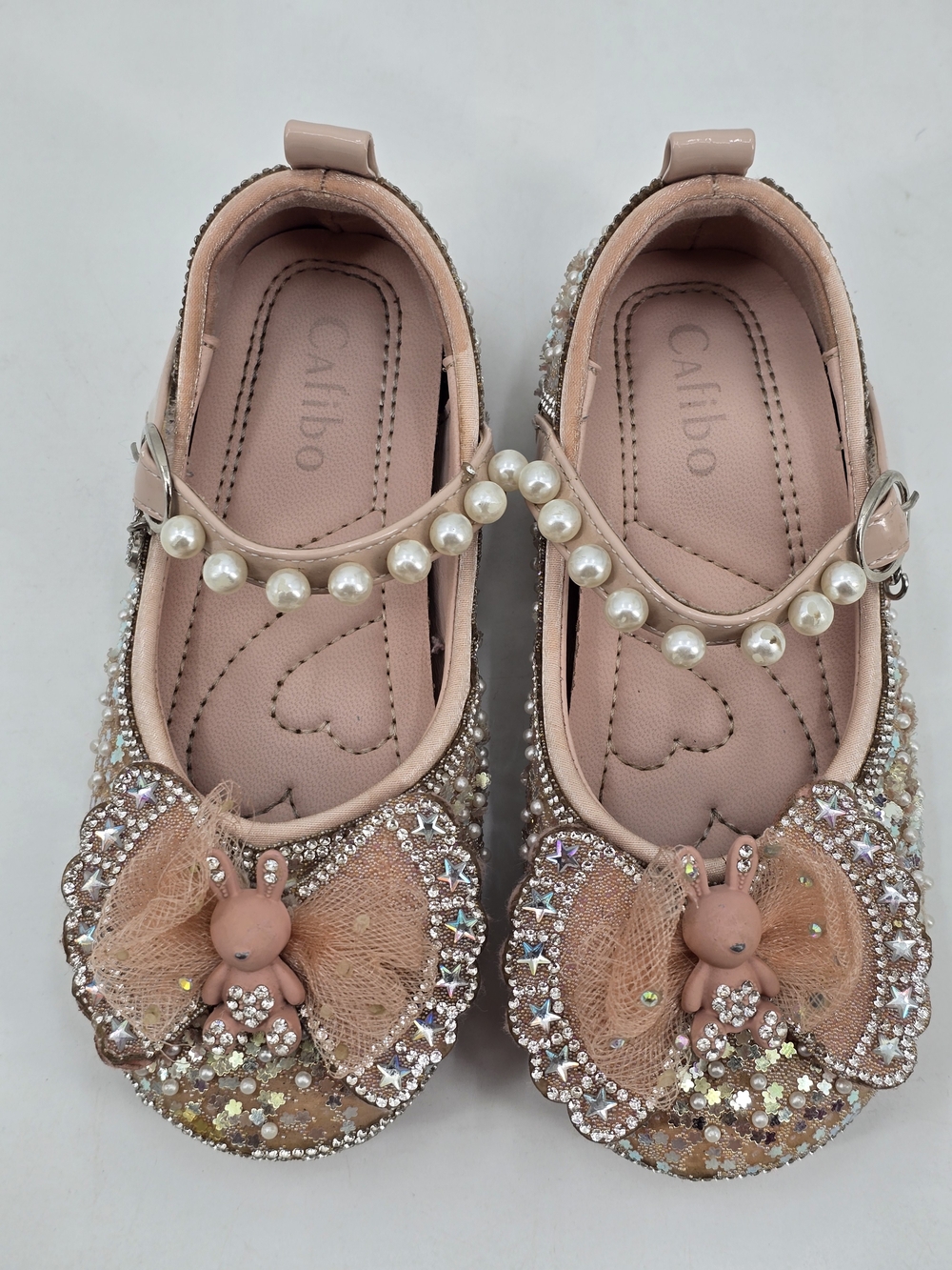 Calibo Pink Pearl-Trim Girls Dress Shoes Size 12.5